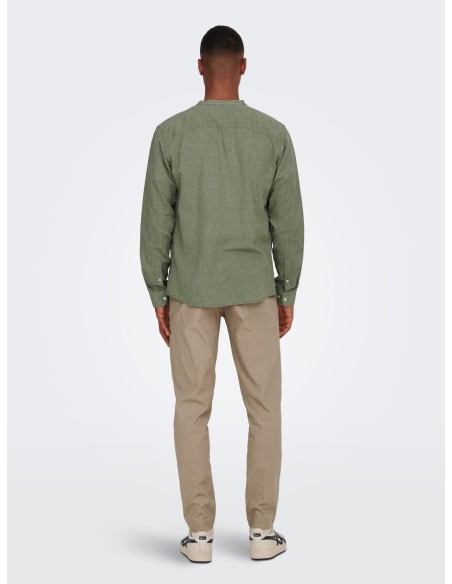 ONSCAIDEN LIFE LS LINEN BLEND MAO NOOS Swamp