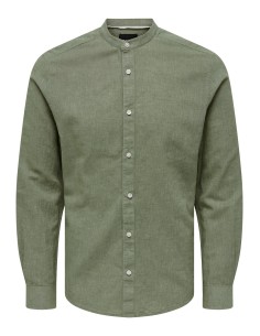 ONSCAIDEN LIFE LS LINEN BLEND MAO NOOS Swamp