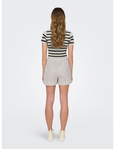 JDYCIRKELINE S/S CROP TOP KNT NOOS Cloud Dancer BLACK STRIPES