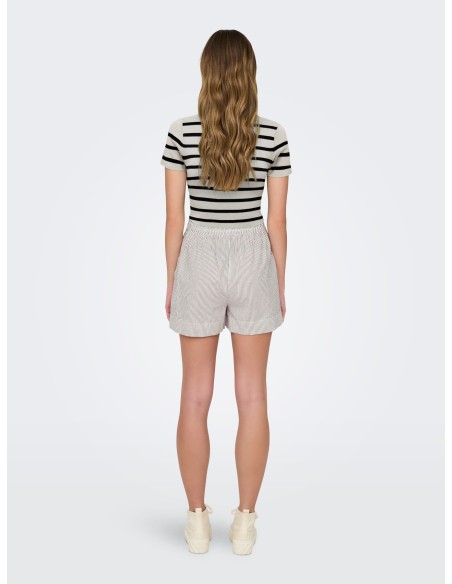 JDYCIRKELINE S/S CROP TOP KNT NOOS Cloud Dancer BLACK STRIPES