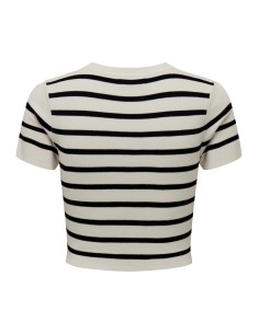 JDYCIRKELINE S/S CROP TOP KNT NOOS Cloud Dancer BLACK STRIPES 2