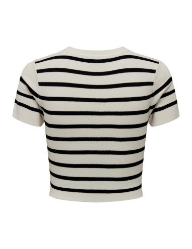 JDYCIRKELINE S/S CROP TOP KNT NOOS Cloud Dancer BLACK STRIPES