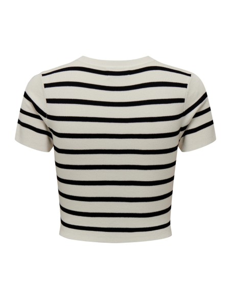JDYCIRKELINE S/S CROP TOP KNT NOOS Cloud Dancer BLACK STRIPES