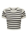 JDYCIRKELINE S/S CROP TOP KNT NOOS Cloud Dancer BLACK STRIPES