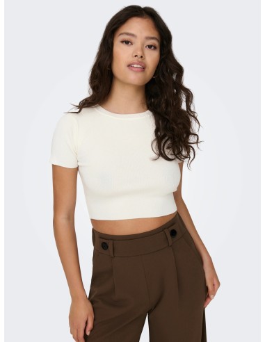 JDYCIRKELINE S/S CROP TOP KNT NOOS Cloud Dancer