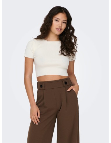JDYCIRKELINE S/S CROP TOP KNT NOOS Cloud Dancer