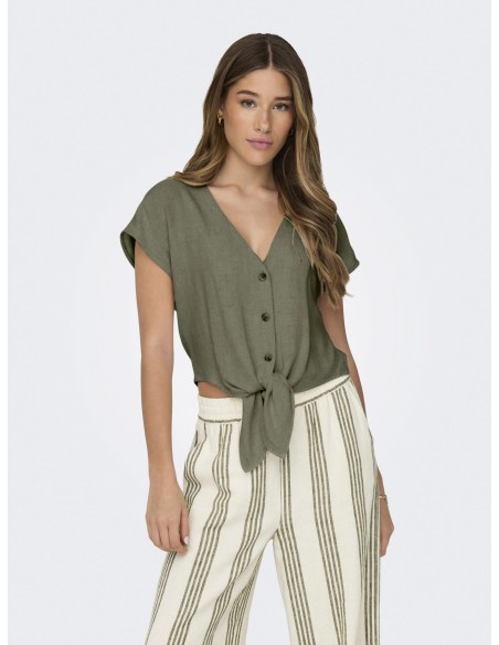 ONLSIESTA SS KNOT LIN BL SHIRT PNT NOOS Deep Lichen Green