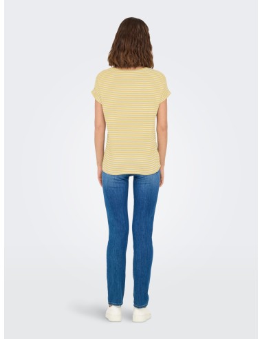 CAMISETA ONLMOSTER STRIPE S/S O-NECK TOP JRS NOOS Pale Banana CLOUD DANCER