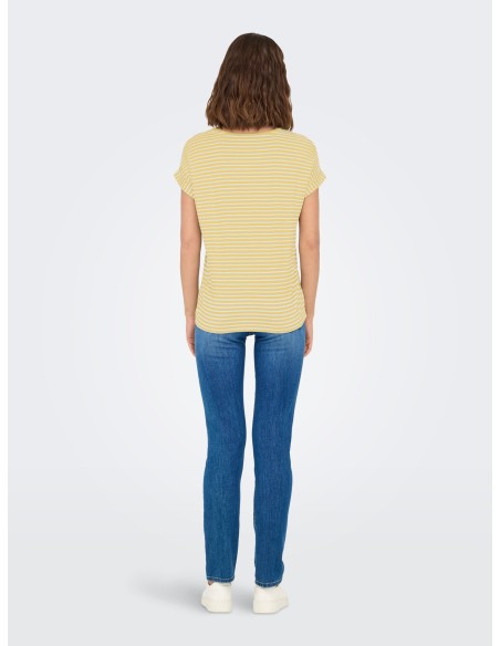CAMISETA ONLMOSTER STRIPE S/S O-NECK TOP JRS NOOS Pale Banana CLOUD DANCER