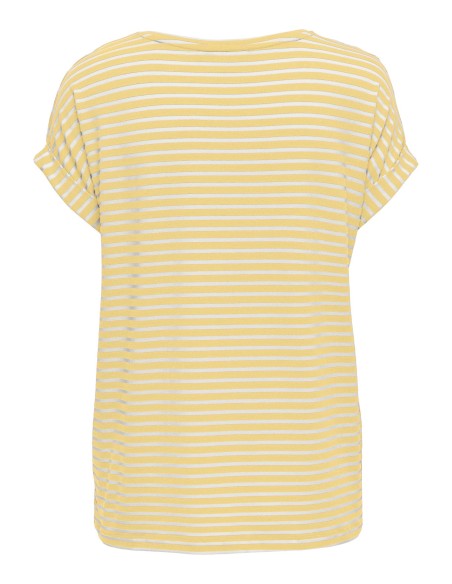 CAMISETA ONLMOSTER STRIPE S/S O-NECK TOP JRS NOOS Pale Banana CLOUD DANCER