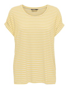 CAMISETA ONLMOSTER STRIPE S/S O-NECK TOP JRS NOOS Pale Banana CLOUD DANCER