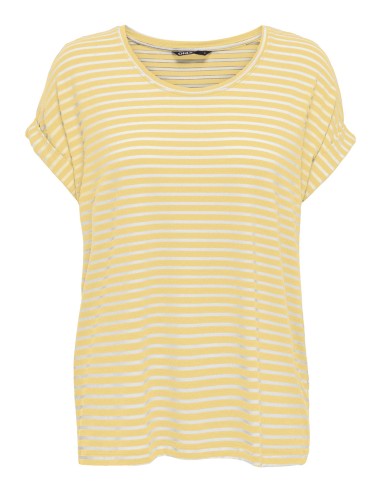 CAMISETA ONLMOSTER STRIPE S/S O-NECK TOP JRS NOOS Pale Banana CLOUD DANCER