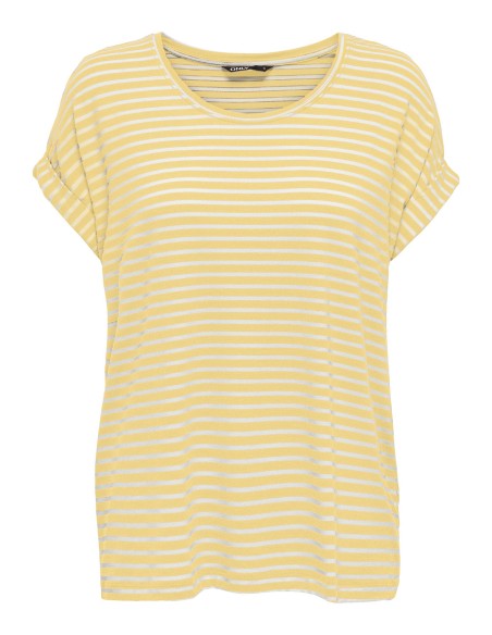 CAMISETA ONLMOSTER STRIPE S/S O-NECK TOP JRS NOOS Pale Banana CLOUD DANCER