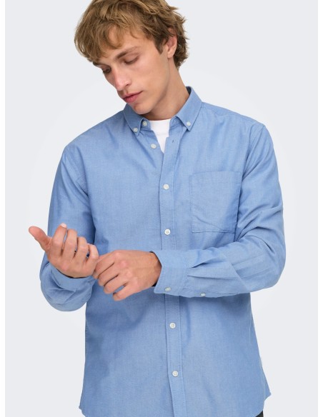 CAMISA ONSALVARO SLIM LS OXFORD SHIRT NOOS FRML Cashmere/Celeste