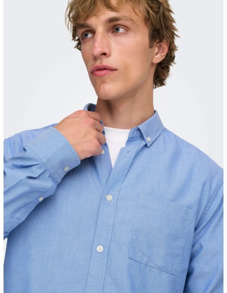 CAMISA ONSALVARO SLIM LS OXFORD SHIRT NOOS FRML Cashmere/Celeste