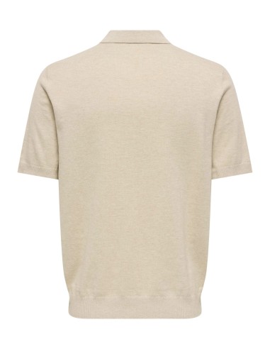 ONSLOUI REG 12 SS MEL POLO KNIT NOOS Oatmeal MELANGE
