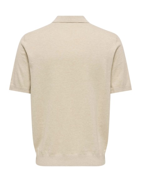 ONSLOUI REG 12 SS MEL POLO KNIT NOOS Oatmeal MELANGE