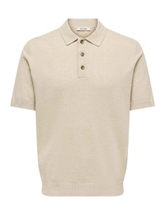 ONSLOUI REG 12 SS MEL POLO KNIT NOOS Oatmeal MELANGE