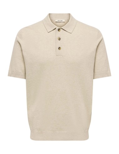 ONSLOUI REG 12 SS MEL POLO KNIT NOOS Oatmeal MELANGE
