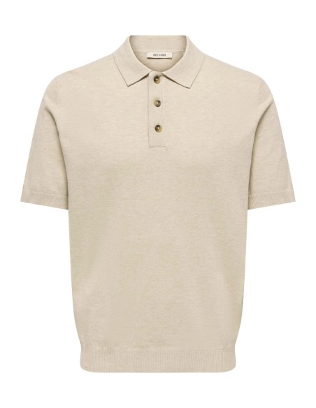 ONSLOUI REG 12 SS MEL POLO KNIT NOOS Oatmeal MELANGE