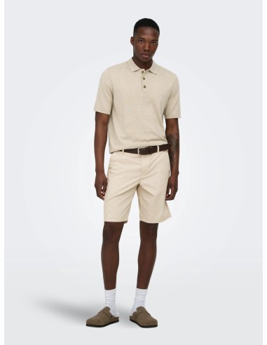 ONSLOUI REG 12 SS MEL POLO KNIT NOOS Oatmeal MELANGE