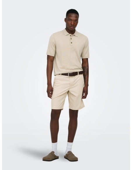 ONSLOUI REG 12 SS MEL POLO KNIT NOOS Oatmeal MELANGE