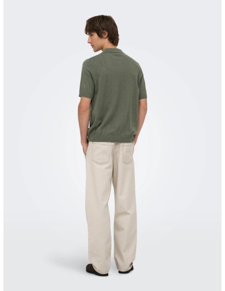 ONSLOUI REG 12 SS MEL POLO KNIT NOOS Castor Gray MELANGE