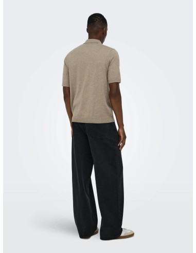 ONSLOUI REG 12 SS MEL POLO KNIT NOOS Desert Taupe MELANGE