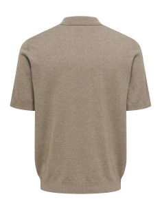 ONSLOUI REG 12 SS MEL POLO KNIT NOOS Desert Taupe MELANGE 2