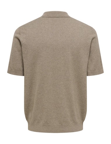 ONSLOUI REG 12 SS MEL POLO KNIT NOOS Desert Taupe MELANGE