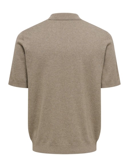 ONSLOUI REG 12 SS MEL POLO KNIT NOOS Desert Taupe MELANGE