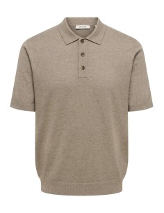 ONSLOUI REG 12 SS MEL POLO KNIT NOOS Desert Taupe MELANGE