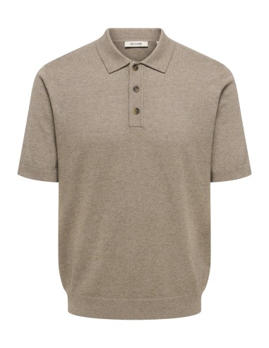 ONSLOUI REG 12 SS MEL POLO KNIT NOOS Desert Taupe MELANGE