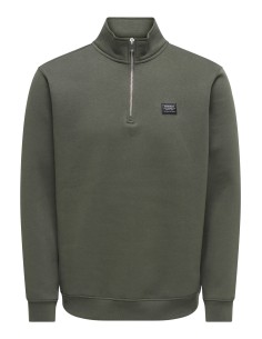 SUDADERA ONSDAWSON REG LS HALF ZIP HIGH NECK VD Beluga WORKWEAR LABEL