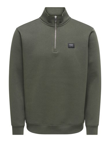 SUDADERA ONSDAWSON REG LS HALF ZIP HIGH NECK VD Beluga WORKWEAR LABEL