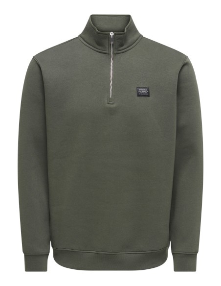 SUDADERA ONSDAWSON REG LS HALF ZIP HIGH NECK VD Beluga WORKWEAR LABEL