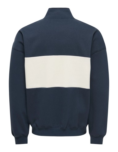 SUDADERA ONSCERES OVZ BLOCK HALF ZIP SWEAT NOOS Blue Nights BLOCK - CLOUD DANCER