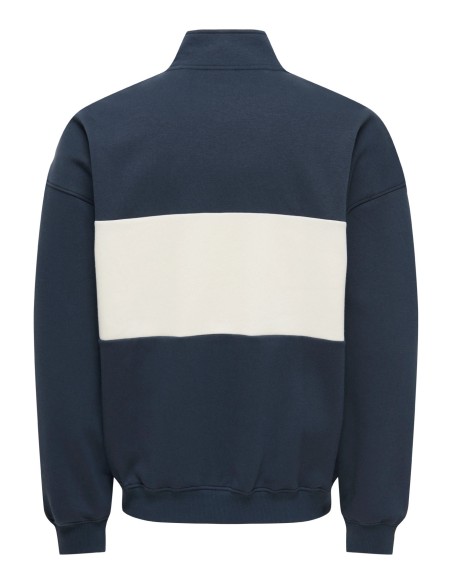 SUDADERA ONSCERES OVZ BLOCK HALF ZIP SWEAT NOOS Blue Nights BLOCK - CLOUD DANCER
