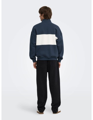 SUDADERA ONSCERES OVZ BLOCK HALF ZIP SWEAT NOOS Blue Nights BLOCK - CLOUD DANCER