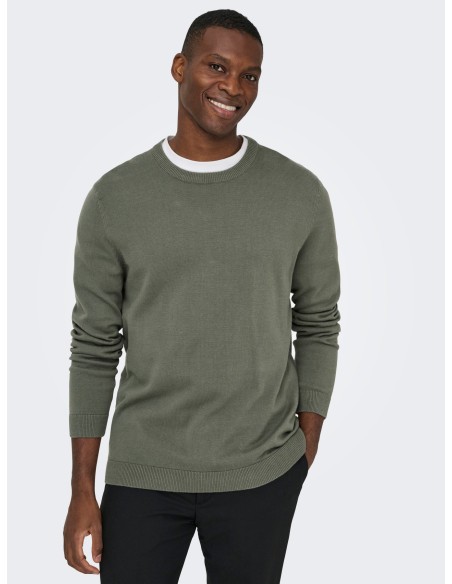 JERSEY ONSALEX REG 12 CREW KNIT NOOS Castor Gray