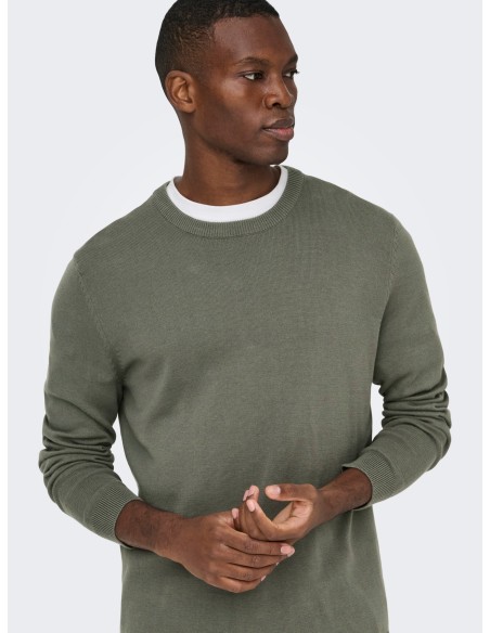 JERSEY ONSALEX REG 12 CREW KNIT NOOS Castor Gray