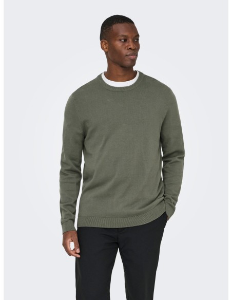 JERSEY ONSALEX REG 12 CREW KNIT NOOS Castor Gray