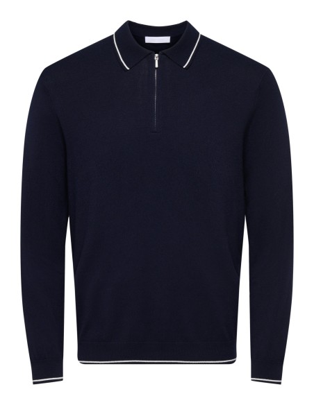 ONSWYLER REG 14SS ZIP POLO FRML Dark Navy CLOUD DANCER
