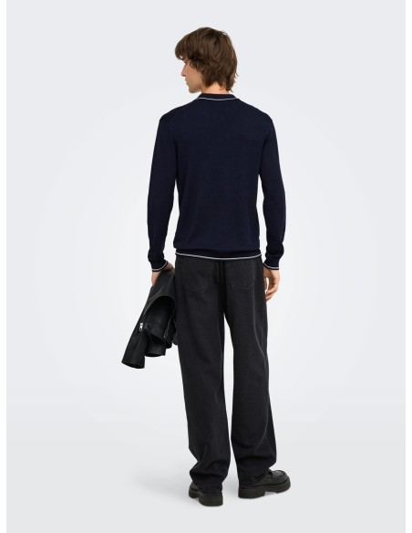 ONSWYLER REG 14SS ZIP POLO FRML Dark Navy CLOUD DANCER