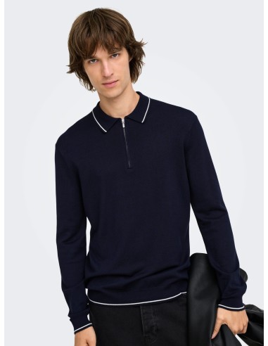 ONSWYLER REG 14SS ZIP POLO FRML Dark Navy CLOUD DANCER