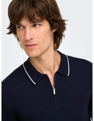 ONSWYLER REG 14SS ZIP POLO FRML Dark Navy CLOUD DANCER
