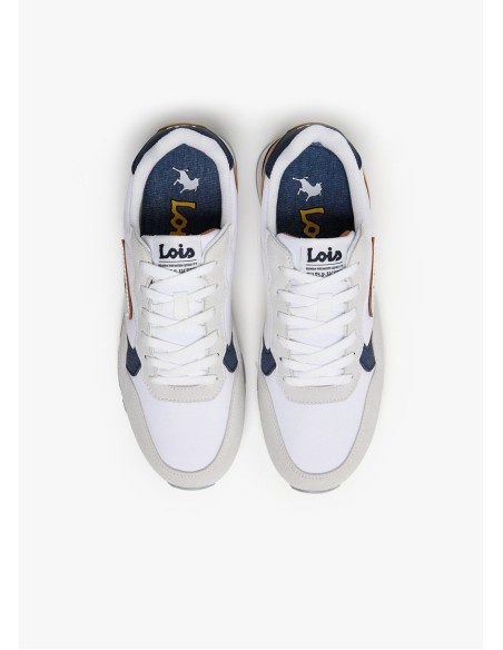 Sneaker casual running combinado blanco Lois 64527