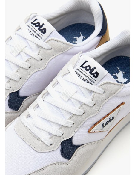 Sneaker casual running combinado blanco Lois 64527