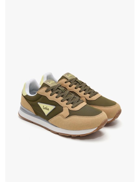 Sneaker casual running combinado caqui Lois 64527