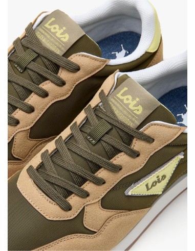 Sneaker casual running combinado caqui Lois 64527
